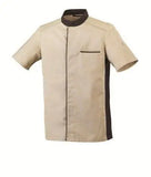 VESTE CUISINE ECRU/MOKA MANCHES COURTES